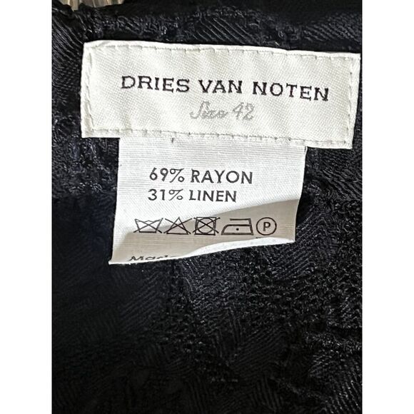 Dries Van Noten Shorts 42 Black Bermuda Jacquard Tapestry Rayon Linen 10-12 - Picture 7 of 7